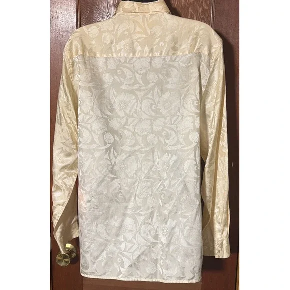 Worthington Women's Vintage Silk Cream Blouse Long Sleeve Button Up Collared 12 - Picture 7 of 10